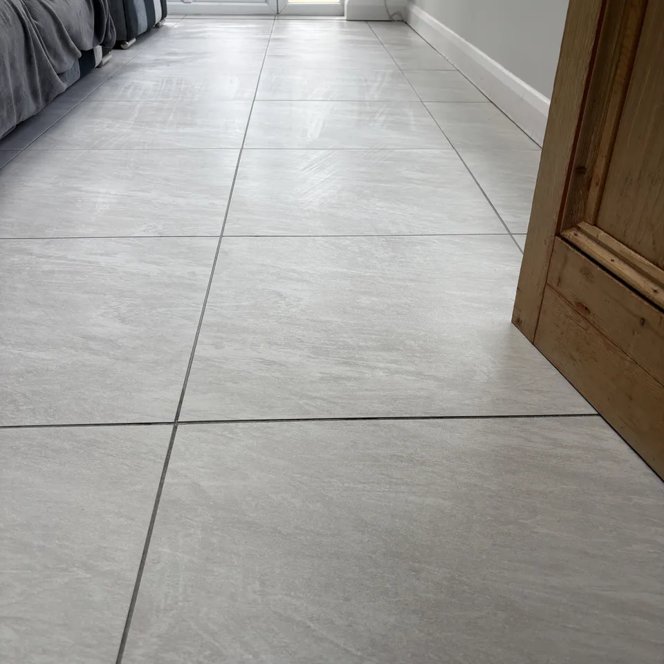 Porcelain tiled floor after cleaning
