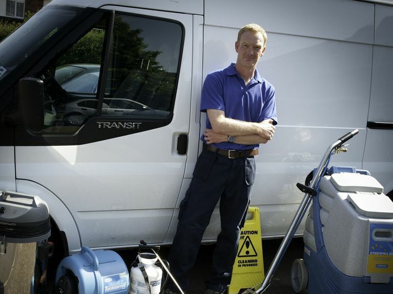 Neil Worsnop, owner of All Square Cleaning, with his van and professional equipment