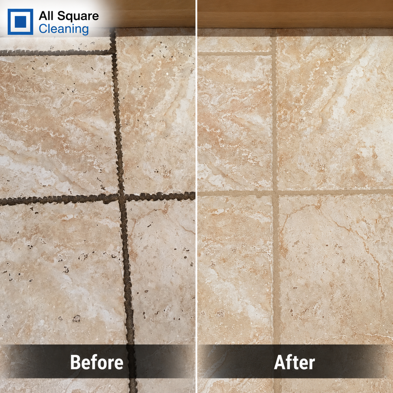 Tile and grout before and after professional cleaning